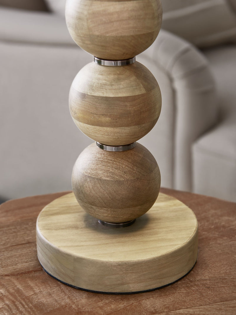 Natural Palmer wooden table lamp, imported from the UK