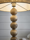 Palmer floor lamp with turned wooden base and fabric shade (British brand)