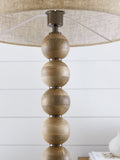 Palmer floor lamp with turned wooden base and fabric shade (British brand)