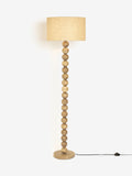 Palmer floor lamp with turned wooden base and fabric shade (British brand)
