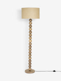 Palmer floor lamp with turned wooden base and fabric shade (British brand)