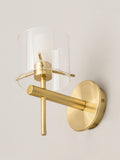 Brass Gene cylinder bathroom wall light, imported from the UK