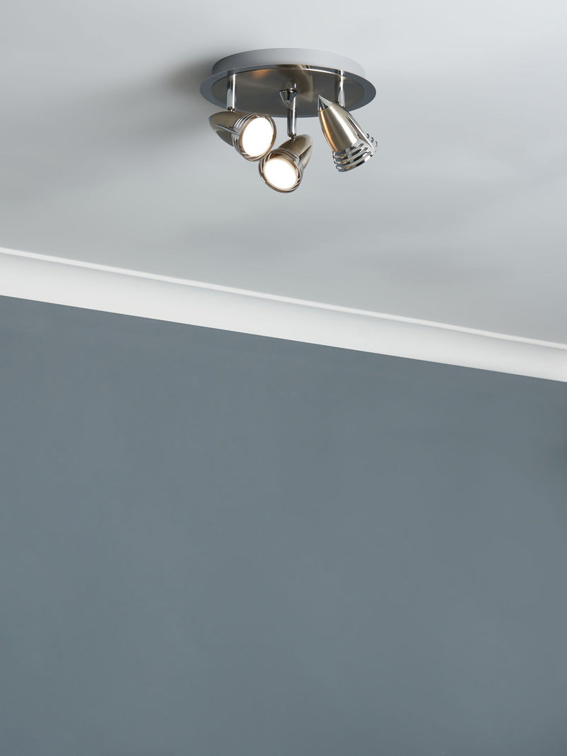 BHS Silver 3 Light Spotlight Ceiling Light (British brand)