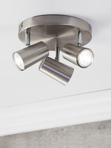 Next BHS Harvey Silver 3 Light Flush Spotlight Ceiling Light- Buy online at McGrocer