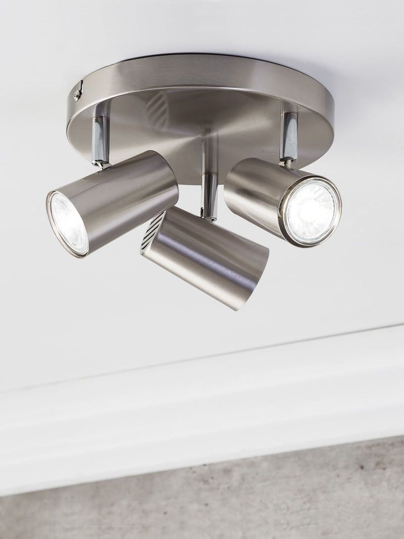 BHS Silver Harvey 3-light flush spotlight ceiling light, imported from the UK