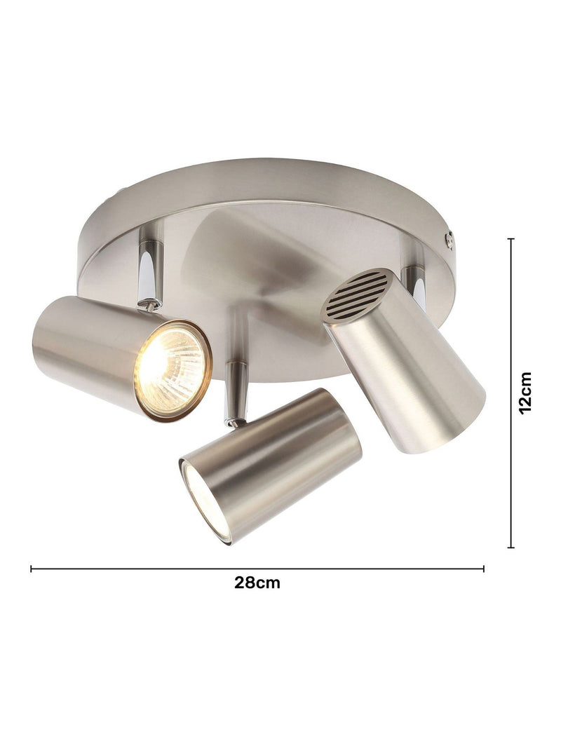 BHS Silver Harvey 3-light flush spotlight ceiling light, imported from the UK