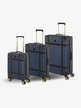 Next Rock Luggage Navy Vintage Suitcases 3 Piece Set- Buy online at McGrocer