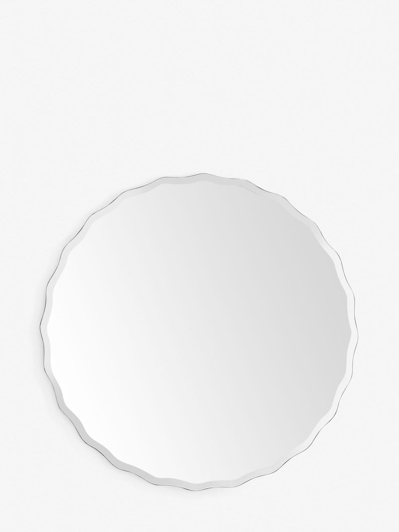 Clear scalloped round wall mirror 60x60cm - British product