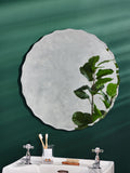 Clear scalloped round wall mirror 60x60cm - British product