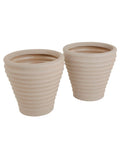 Charles Bentley Moroccan round stone garden planters pair, imported from the UK