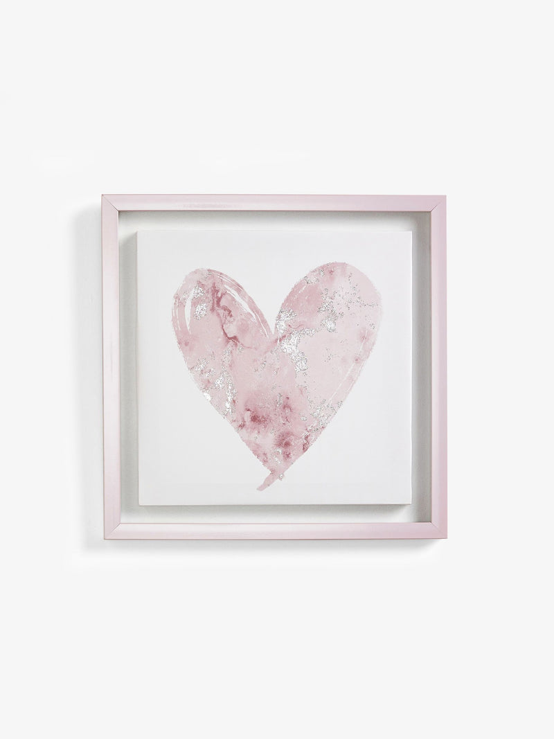 Pink Heart Framed Canvas Wall Art