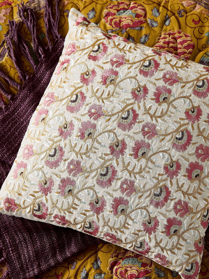 Morris & Co embroidered cushion Cream Seasons 45cm (British brand)