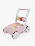 JoJo Maman Bébé pinker Holz-Lauflernwagen mit bunten Bausteinen, UK-Version