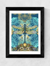 Next East End Prints Teal Blue Spirited Dragonfly Print by Becca Who Framed Print- Buy online at McGrocer