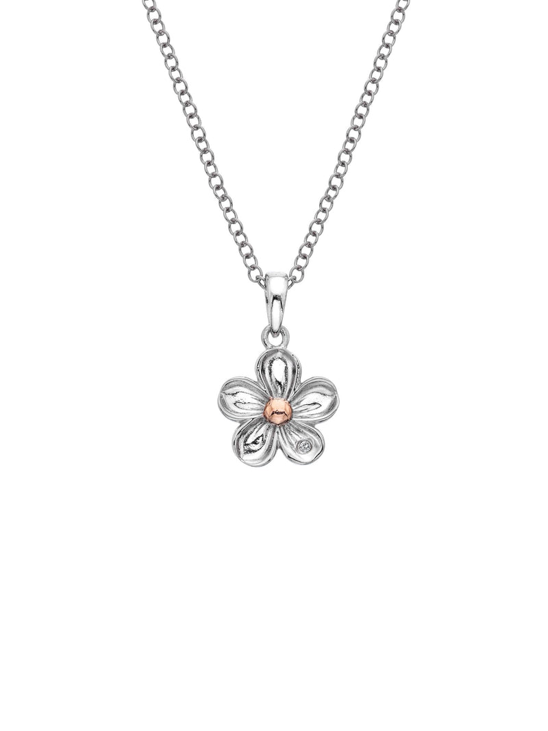 Hot Diamonds Forget Me Not sterling silver with rose gold pendant, UK version