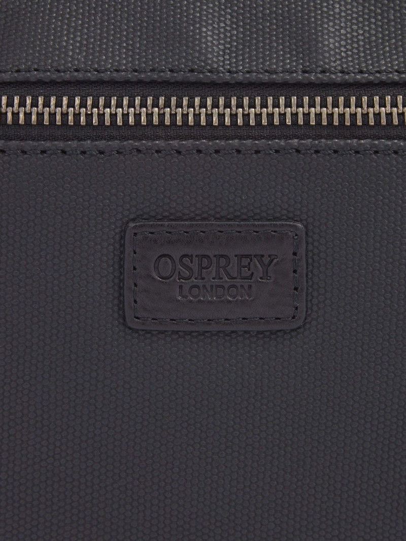 Osprey London Grantham bumbag in black waxed canvas and leather, imported from the UK