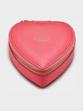 Osprey London guava pink leather heart trinket box and keyring set, UK version
