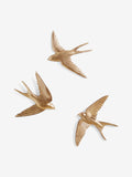 Set of 3 gold swallow wall art plaques (British brand)