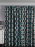Teal Blue Collection geometric cut velvet made to measure curtains, UK version