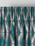 Teal Blue Collection geometric cut velvet made to measure curtains, UK version