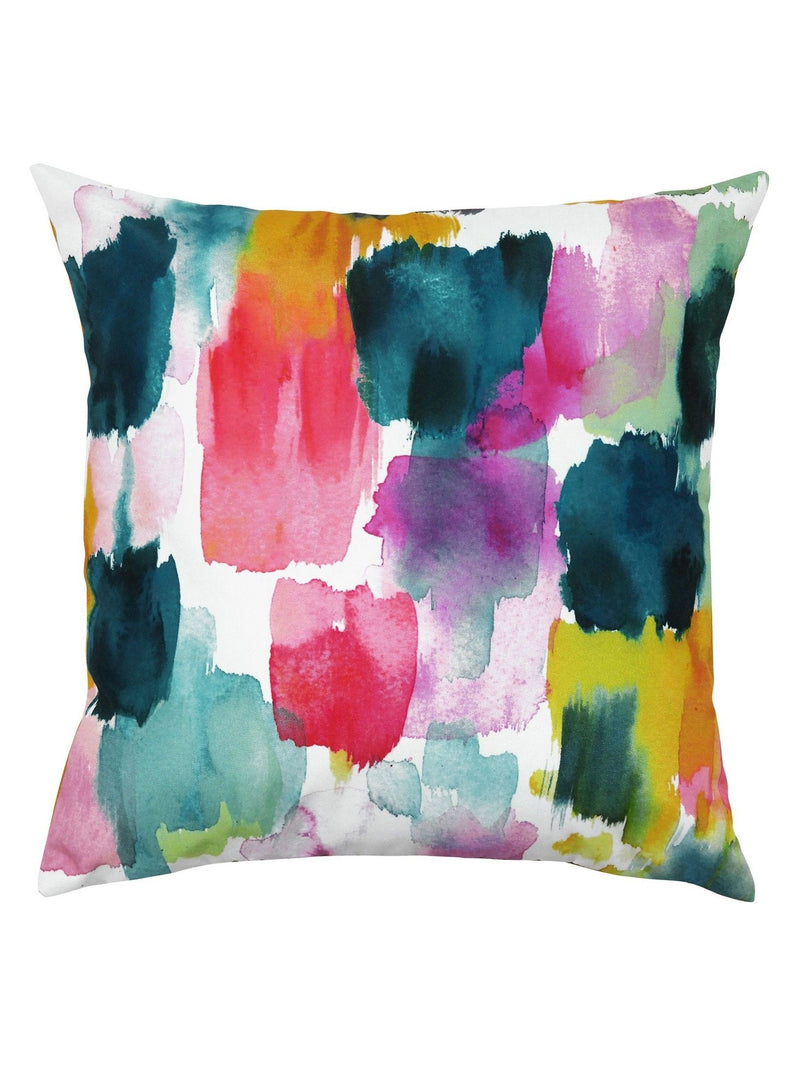 Evans Lichfield ochre yellow watercolour outdoor cushion - British product