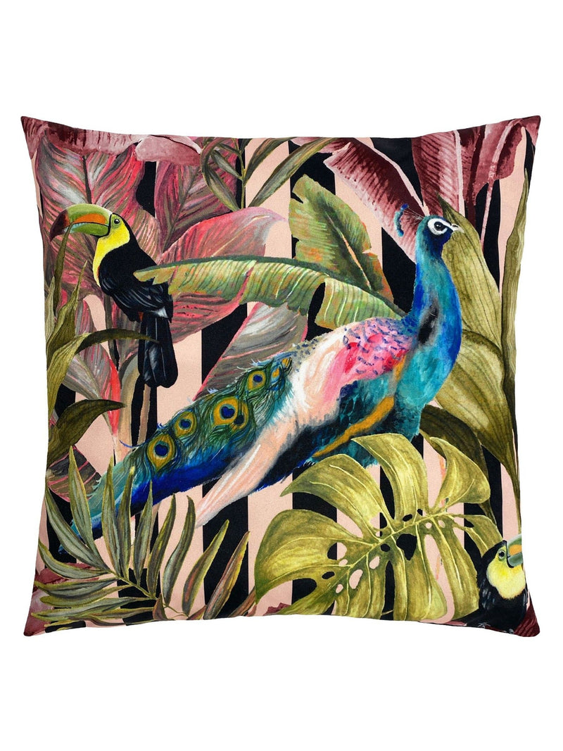 Evans Lichfield outdoor cushion with toucan and peacock print 43x43 - British product
