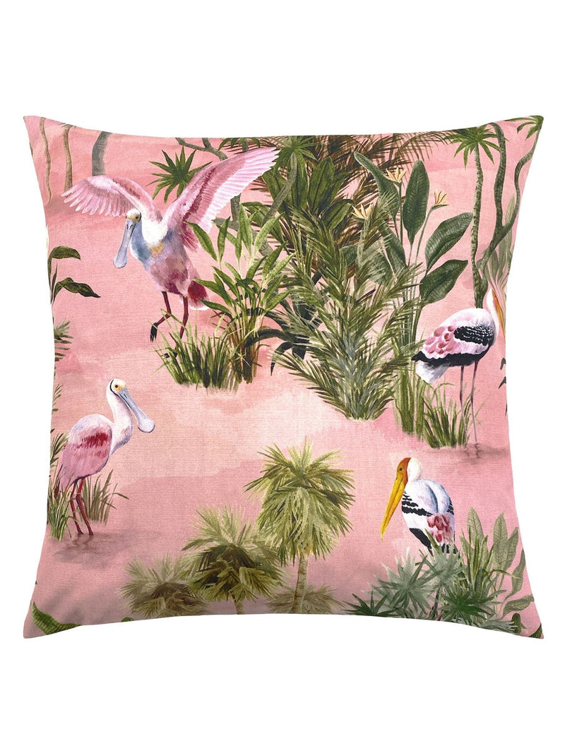 Riva Paoletti blush pink Platalea outdoor cushion, imported from the UK