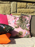 Riva Paoletti blush pink Platalea outdoor cushion, imported from the UK