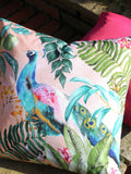 Evans Lichfield outdoor cushion Pink Peacock 43x43 cm - British product