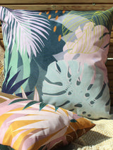 Next furn. Teal Blue Leafy Water Resistant Outdoor Cushion 43cm x 43cm- Buy online at McGrocer