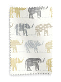 Roman blind lemon yellow with elephant pattern, imported from the UK