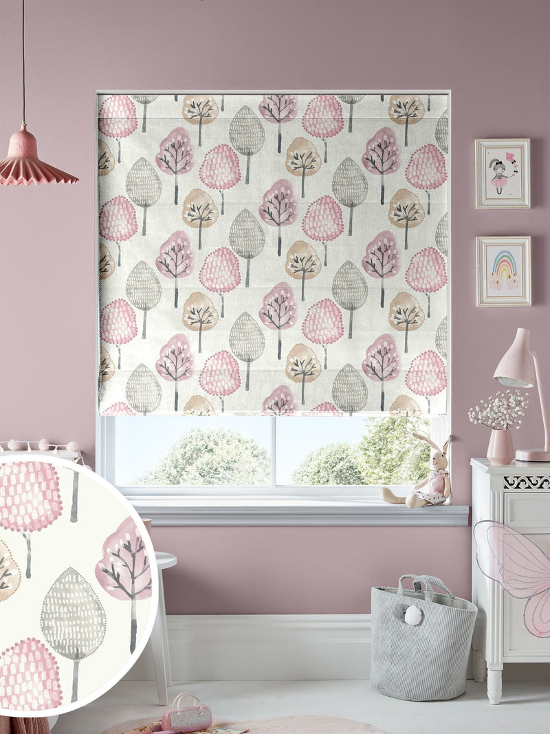 Blush Pink Trees roman blind, made to measure - British product