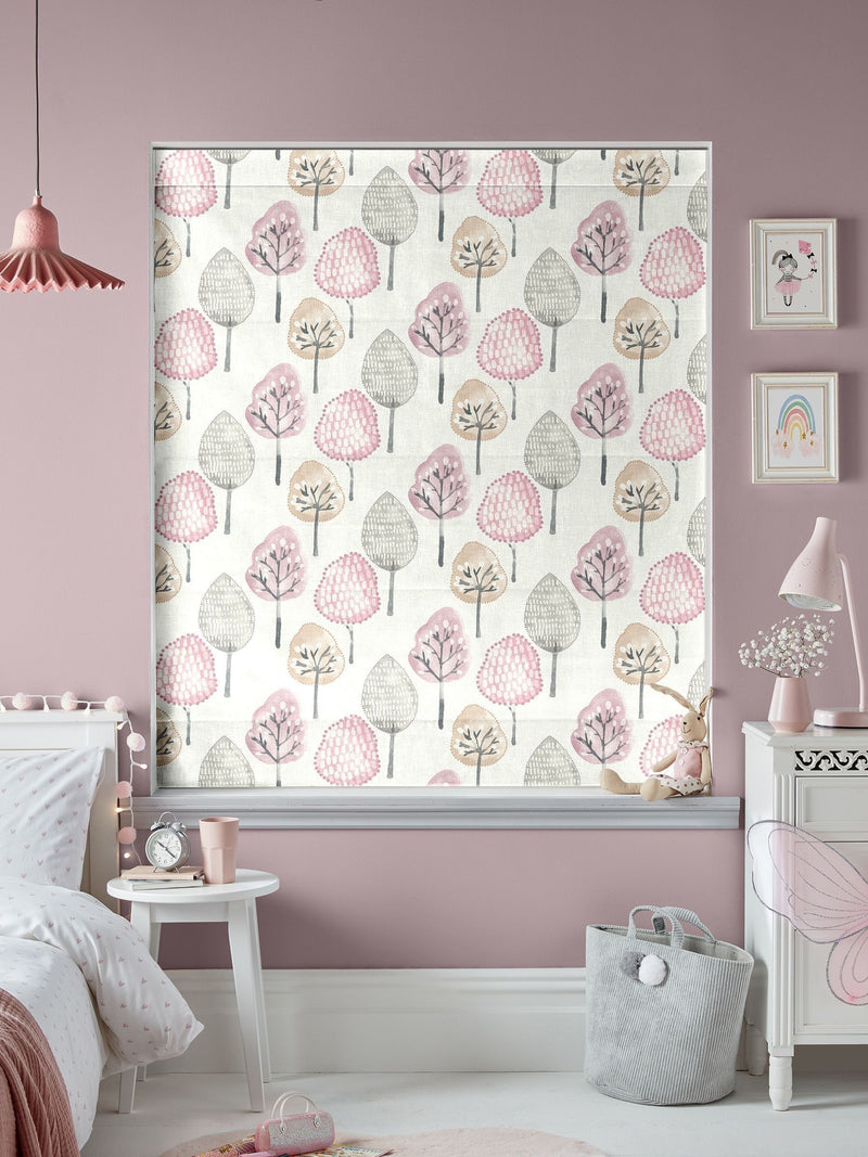 Blush Pink Trees roman blind, made to measure - British product