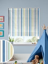 Next Blue Multi Kids Stripe 100% Cotton Made to Measure Roman Blind- Buy online at McGrocer
