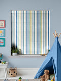 Roman blind in blue multi stripe pattern for kids bedroom, UK version