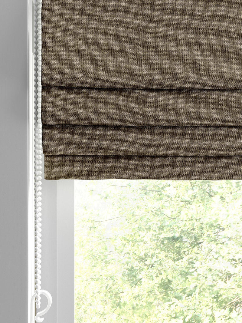 Hessian brown roman blind made to measure textured woven - British product