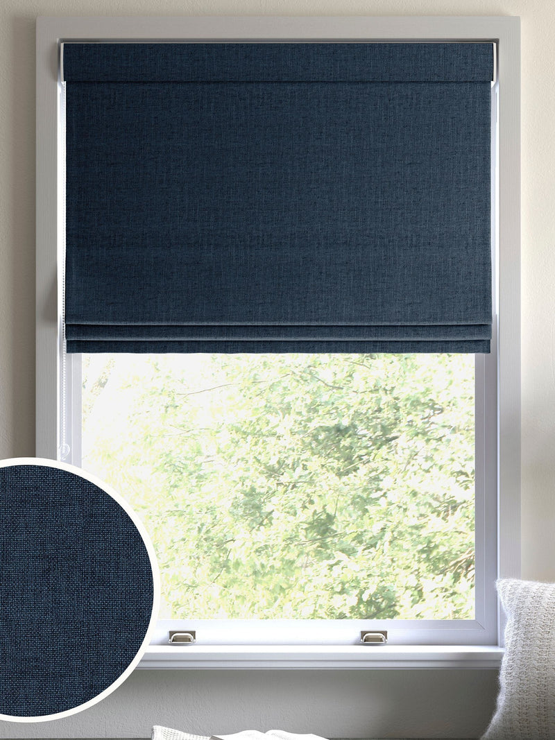 Ink Blue Paso made to measure roman blind - British product