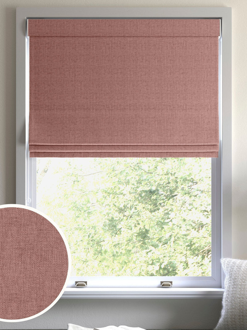 Roman blinds blossom pink textured pattern, imported from the UK