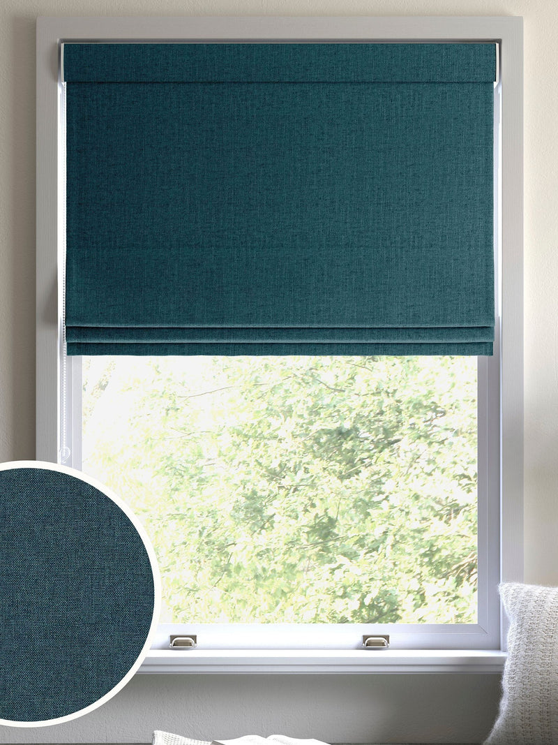 Harvi teal roman blind made to measure, imported from the UK