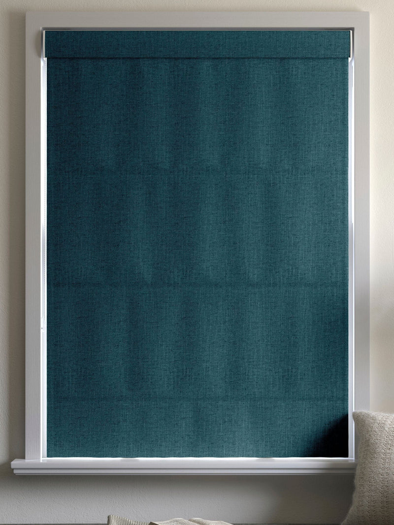 Harvi teal roman blind made to measure, imported from the UK