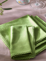 Next Nina Campbell Green Lace Trimmed Cotton Napkins Set of 4 40cm x 40cm- Buy online at McGrocer