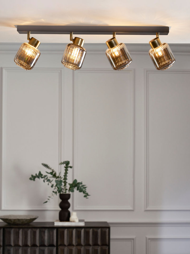 Jensen smoke grey 4 light ceiling spot, UK version