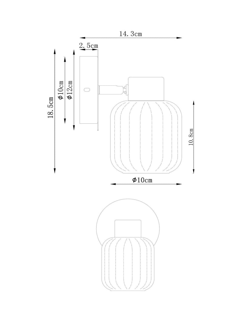 Jensen smoke grey wall light (British brand)
