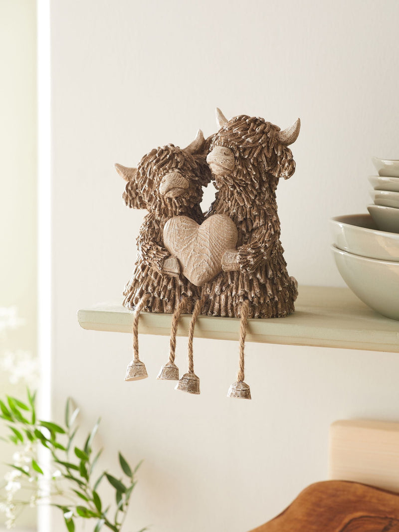 Brown Hamish Highland Cow dangly legs ornament - British product