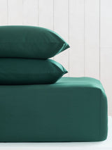 Green Dark Cotton Rich Extra Deep Fitted Bed Sheet