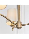 Gallery Home Gold Alma 3 bulb ceiling pendant with antique brass and silk shades, imported from the UK