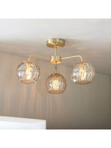 Next Gallery Home Gold Dilan 3-Light Flush Ceiling Light- Buy online at McGrocer