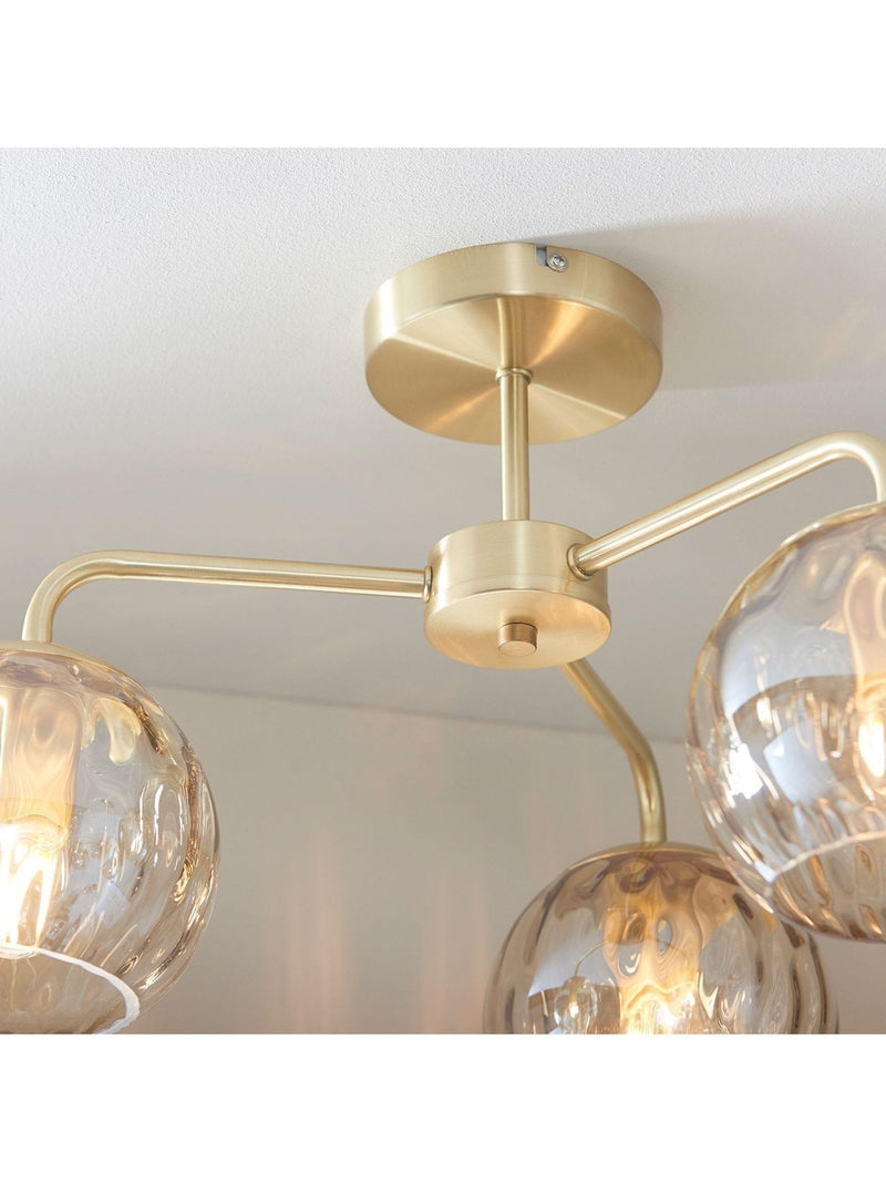 Gallery Home Dilan 3-light flush ceiling light brushed brass (British brand)