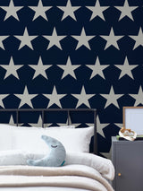 Next Navy Blue Stars Paste The Wall Wallpaper Sample- Buy online at McGrocer