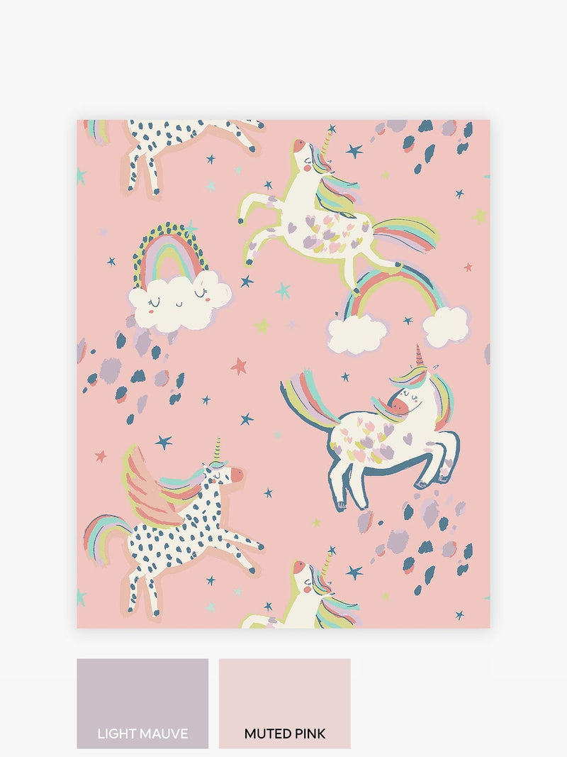 Pink unicorn wallpaper sample A4 - British product